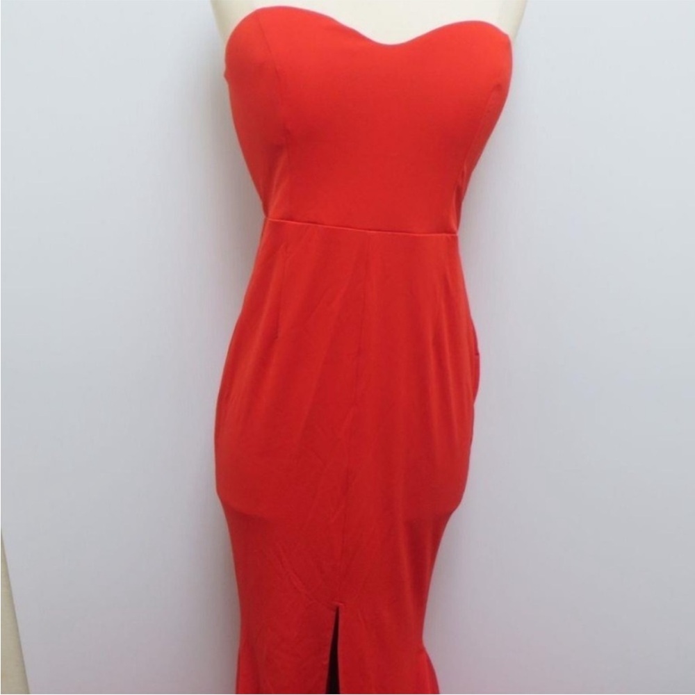 NWT RED Strapless Sweetheart Mermaid Gown | Coquette Glam Prom Size 9 - Picture 4 of 10